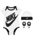 ფოტო #1 პროდუქტის Baby Boys or Baby Girls Futura Logo Bodysuit, Beanie, and Booties, 3 Piece Gift Box Set