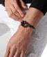 ფოტო #3 პროდუქტის Black-Tone Stainless Steel Hexagon Leather Flex Bracelet