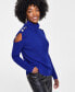 Фото #1 товара Women's Turtleneck Cold-Shoulder Sweater, Created for Macy's
