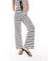 JDY ribbed wide leg trouser co-ord in stripe