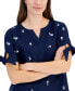 Women's London 100% Linen Floral-Embroidered Top, Created for Macy's