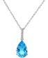 ფოტო #1 პროდუქტის Blue Topaz (5 ct. t.w.) & Diamond Accent Pendant Necklace in 14k White Gold, 16" + 2" extender