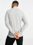 Фото #2 товара ASOS DESIGN muscle half zip sweatshirt in grey marl