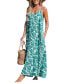 Women's Green Tropics Sleeveless Flowing Maxi Beach Dress Зеленый, Small - фото #1