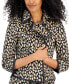 Фото #3 товара Women's Printed Wide-Collar Faux-Leather-Trimmed Kissing Blazer