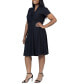 ფოტო #3 პროდუქტის Plus Size Short Sleeve Rouched Wrap Dress