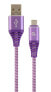 Фото #4 товара Gembird Cablexpert CC-USB2B-AMMBM-2M-PW - 2 m - USB A - Micro-USB B - USB 2.0 - 480 Mbit/s - Purple - White
