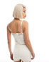 Фото #4 товара Emory Park pointelle cami crop top in off white with rose and lace detailing co-ord