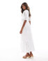 Style Cheat maxi dress with mixed broderie in white