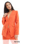 Extro & Vert Petite tailored buttoned blazer in rust co-ord