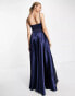 Little Mistress pleated maxi dress in navy