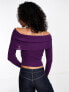 Daisy Street off shoulder fitted jumper in purple knit Фиолетовый, DE 50 - фото #5