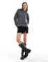 JJXX knitted fluffy hoody jumper in grey