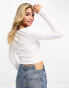 Фото #4 товара ASOS DESIGN long sleeve top with gathered bust in white