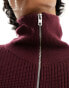 Weekday Harry wool blend half zip jumper in burgundy