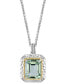 ფოტო #3 პროდუქტის EFFY® Green Quartz (5-5/8 ct. t.w.) & Diamond Accent 18" Pendant Necklace in Sterling Silver & 14k Gold-Plate