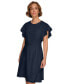 ფოტო #3 პროდუქტის Women's Flutter-Sleeve Ruched Dress