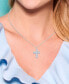 Фото #2 товара Macy's sterling Silver Halo Birthstone Style Created Opal and Created White Sapphire Fancy Cut Cross Pendant Necklace