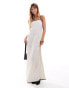 Фото #2 товара ASOS DESIGN linen blend contrast strap maxi dress in natural