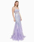 Juniors' Sequin Embellished Ruffle Trim Sleeveless Gown