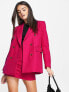 ASOS DESIGN boxy double breasted suit blazer in fuschia