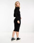 Фото #2 товара Pull&Bear jersey long sleeve midi dress in black