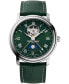 Men's Swiss Automatic Classics Heartbeat Moonphase Green Leather Strap Watch 40mm