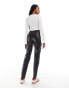 Vero Moda Tall leather look cigarette trouser in black