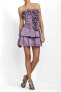 Фото #1 товара Платье BCBGMAXAZRIA Женское Коктейльное Мини Металлическое Фиолетовое безрукавкаразмер 12