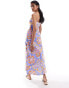 ASOS DESIGN printed bandeau maxi dress with rikrak trim in tile print