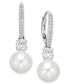 ფოტო #1 პროდუქტის Silver-Tone Crystal Imitation Pearl Drop Earrings, Created for Macy's
