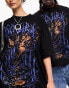 Фото #3 товара COLLUSION Unisex Gojira band License skate blue print t-shirt in black