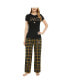 Women's Black, Gold New Orleans Saints Arctic T-shirt and Flannel Pants Sleep Set Черный, 2XL - фото #1