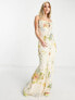 Фото #1 товара Hope & Ivy ruched bust maxi dress in cream floral