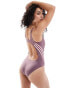 adidas Performance 3-stripes swimsuit in purple