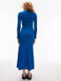 Topshop knitted bodice midi dress in blue