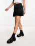 ASOS DESIGN Wide Fit Script chunky mid heeled loafers in black patent