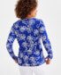 ფოტო #2 პროდუქტის Petite Iris Dreams Scoop-Neck Long-Sleeve Top, Created for Macy's