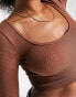 Фото #2 товара Stradivarius seamless ribbed scoop neck top in chocolate