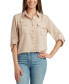 ფოტო #1 პროდუქტის Juniors' Button-Front Roll-Tab-Sleeve Cargo Top