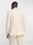 ASOS DESIGN wedding skinny suit jacket in linen mix in gingham in camel