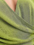 ASOS DESIGN slinky wrap over bodysuit in olive