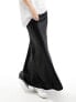 Фото #7 товара Miss Selfridge liquid satin bias maxi skirt in black