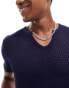 ASOS DESIGN boxy t-shirt in navy crochet