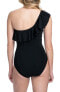 Фото #2 товара Profile by Gottex 299603 Women's Ruffle Shoulder One Piece Swimsuit Size 10