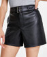 Women's Belted Faux-Leather Shorts, Created for Macy's