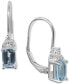 ფოტო #1 პროდუქტის Aquamarine (1-1/5 ct. t.w.) & Diamond (1/8 ct. t.w.) Leverback Drop Earrings in 14k White Gold