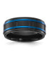 Stainless Steel Brushed Black and Blue IP-plated Band Ring