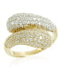 Фото #1 товара Suzy Levian Sterling Silver Cubic Zirconia Two-Tone Puff Bypass Ring