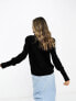 Vila high neck knitted jumper with sleeve detail in black 2XL - фото #5